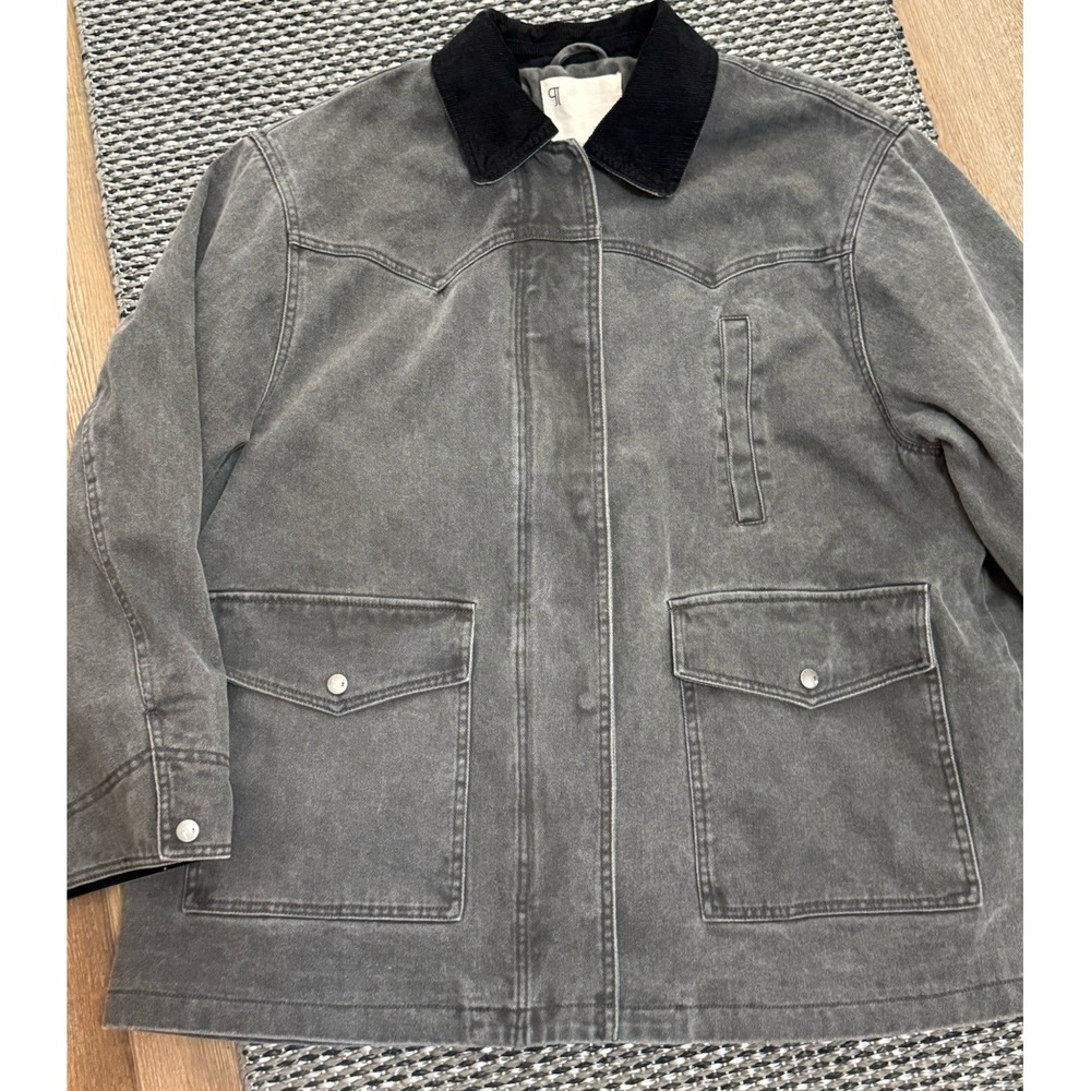 Anthropologie Pilcro Womens Western Denim Barn Jacket Coat Washed Charcoal Sz XL - Picture 6 of 14